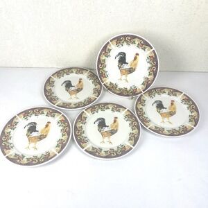 Rooster Stonewear  Plates American Atelier 5229-  8" Salad Plates set of Five